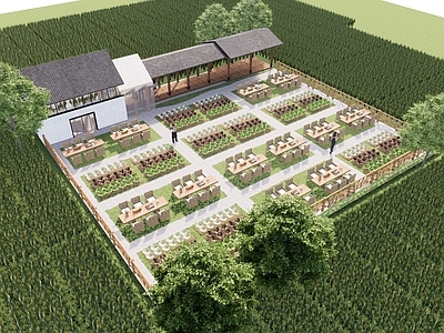 现代乡村稻田 田园餐厅