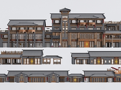 新中式商业建筑 商铺 步行街 商店 商铺