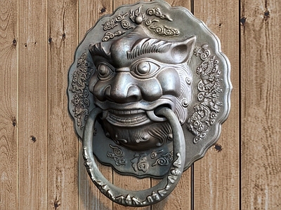 中式铜兽头门环
