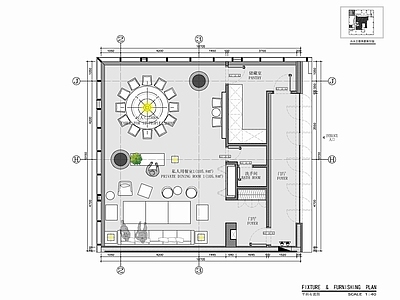 100㎡贵宾餐厅包房室内 施工图