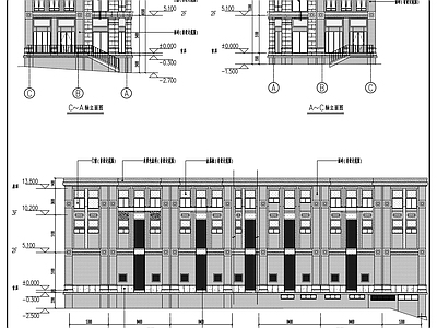 干挂石材外墙商业街建筑 施工图