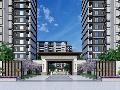 新中式小区入口大门