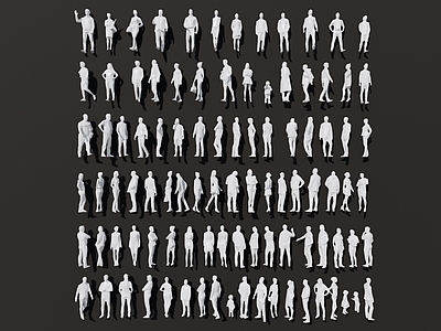 人物组合 概念人物 抽象人物 素模 白模人物 儿童人物 中年人物