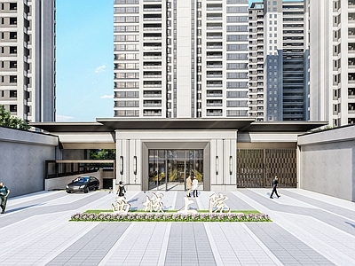 新中式小区入口大门