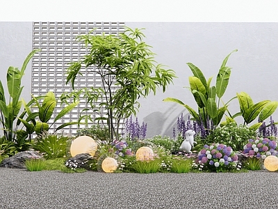 现代花境植物堆 植物组合 花草 树 灌木 草丛 花卉