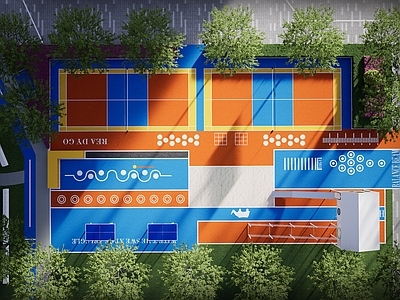 【SU悬赏模型】现代风格运动健身区景观 建议用Enscape、Lumion渲染