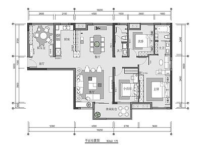 140㎡三居室家装室内 施工图   平层