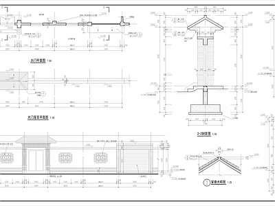 某新中式庭院大门 施工图 局部景观