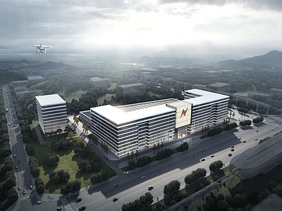 变频机组生产基地工业建筑 效果图 施工图