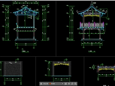 长廊建筑牌坊详图  施工图