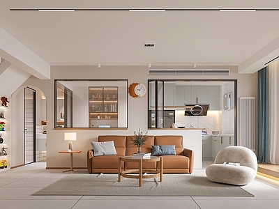现代loft客餐厅 一字型公寓
