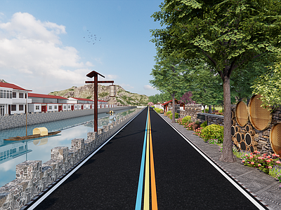 现代美丽乡村沿河道路