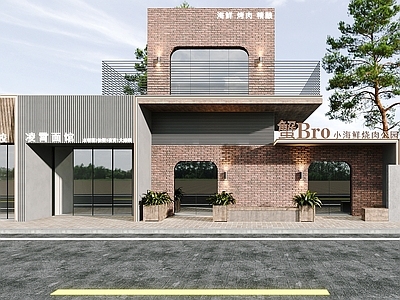 现代门头门面建筑店招