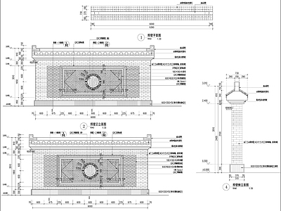 中式照壁景墙 施工图