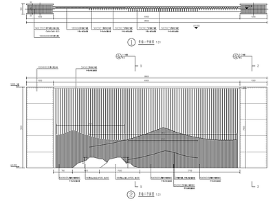 新中式山形格栅景墙 施工图
