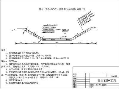 高速公路渠道砌护断面结构 施工图