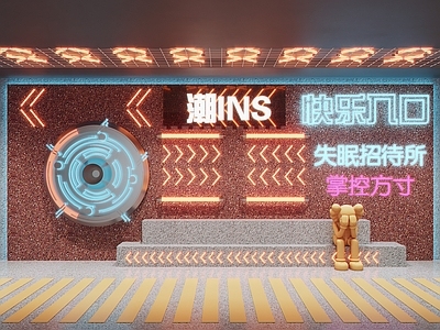 现代霓虹灯 网红打卡墙 橱美陈 不锈钢艺术墙饰 卡座 霓虹灯墙 装饰灯