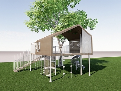 现代树屋景观 森林木屋 儿童器材 秘密基地
