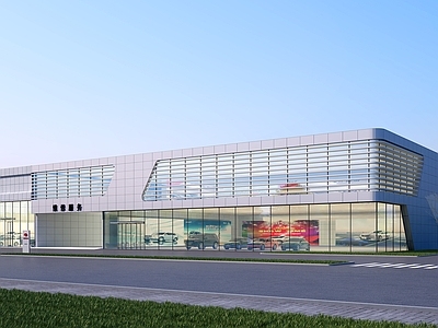 现代汽车4S店 商场建筑 汽车销售中心 汽车展区 汽车服务中心