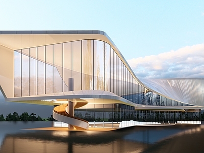 现代售楼处建筑 示范中心 展示厅 异形建筑 异形