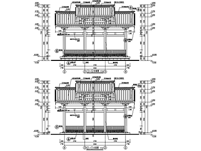 仿古休闲连廊详图 施工图
