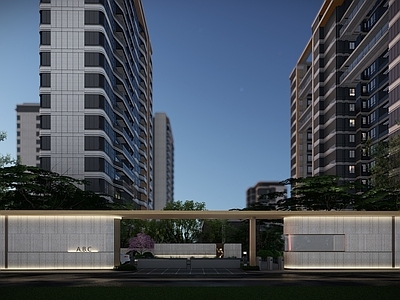 现代小区入口大门 住宅