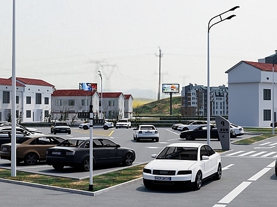 现代户外露天停车场 户外