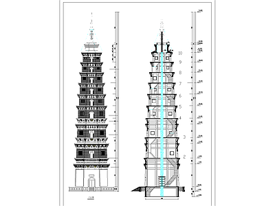 九层塔古建筑详图 施工图