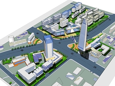 现代城市设计鸟瞰图