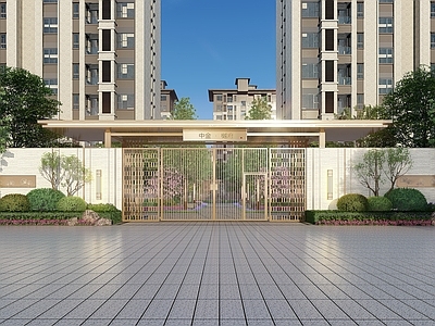新中式小区入口大门