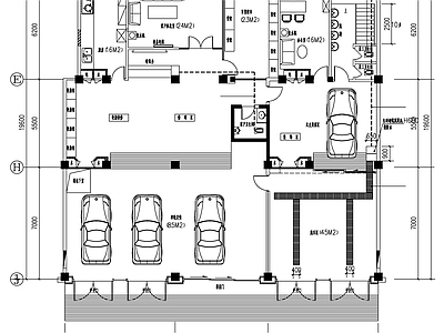 汽车美容院4s店室内 施工图