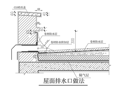 屋顶平屋面保温防水排水口通气孔节点详图 施工图 建筑通用节点 建筑工程节点
