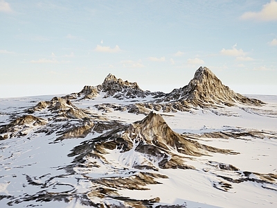 现代雪山山脉地形景观