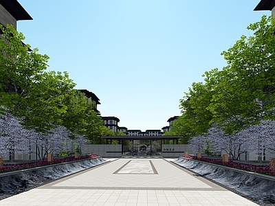 现代小区中轴景观 住宅