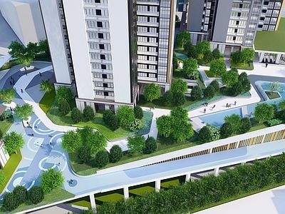现代小区景观 住宅