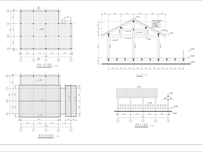 仿古草堂建筑  施工图