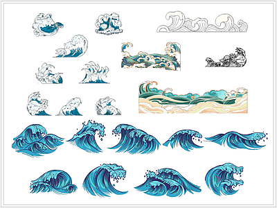 祥云海浪波浪中式元素 图库