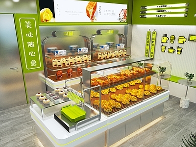 时尚奶茶甜品面包店3D效果图