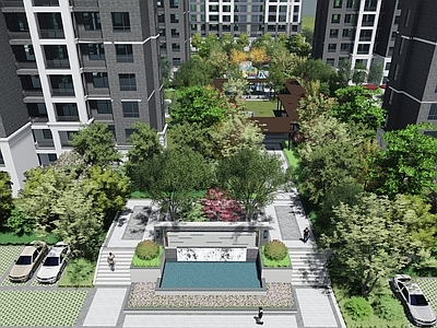 现代小区景观 入口大门 住宅景观