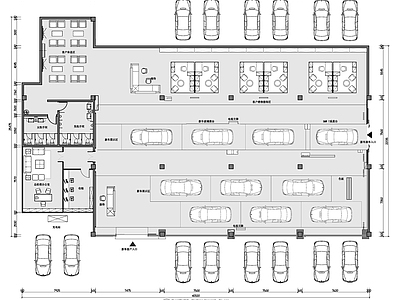 1000㎡汽车展厅平面布置图