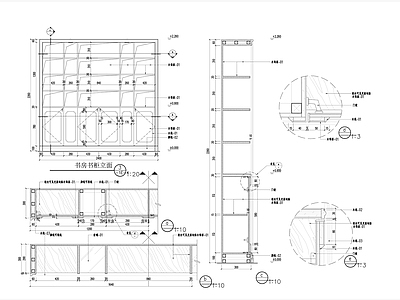 别墅书柜节点详图 柜类