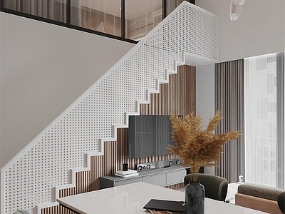 现代单身公寓 loft 墙 开放式厨房 沙发 清水混凝土 装饰画
