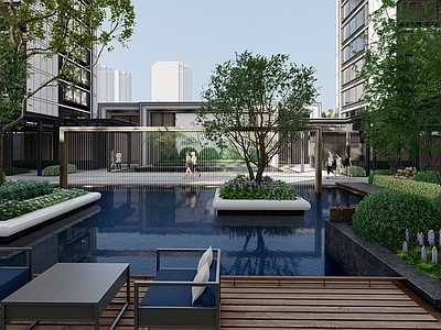 现代小区景观 住宅