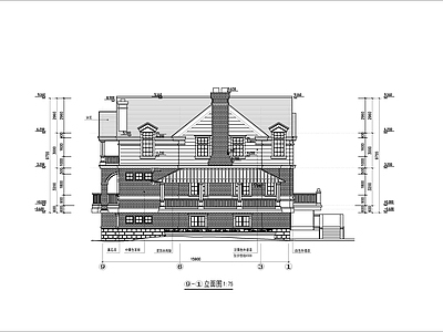 欧式风三层高档别墅建筑 施工图