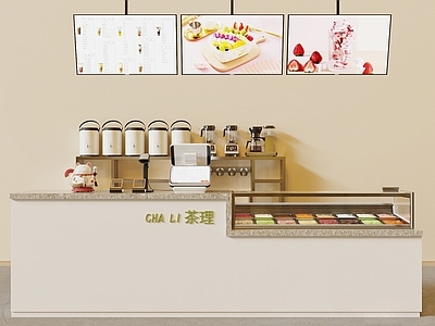 现代收银台 奶茶店 奶茶店 甜品店 前台 餐饮前台 咖啡机 饮品操作台