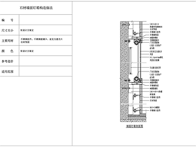 石材墙面灯箱构造做法 施工图