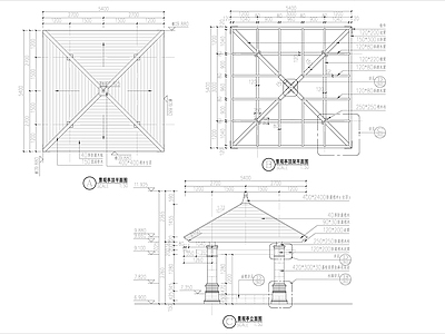 四角亭防腐木景观亭 施工图