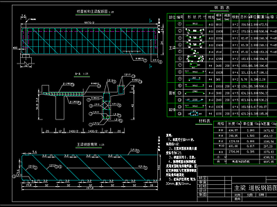 钢混结构人行桥结构钢筋 施工图