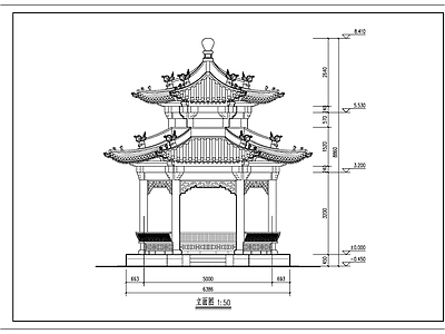重檐六角亭 施工图