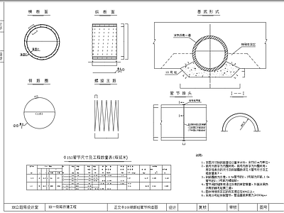 正交圆管涵管节断面基础 施工图